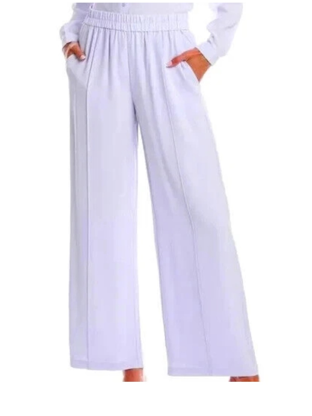 Eileen Fisher Crisp White Wide-Leg Elastic Waist Pants